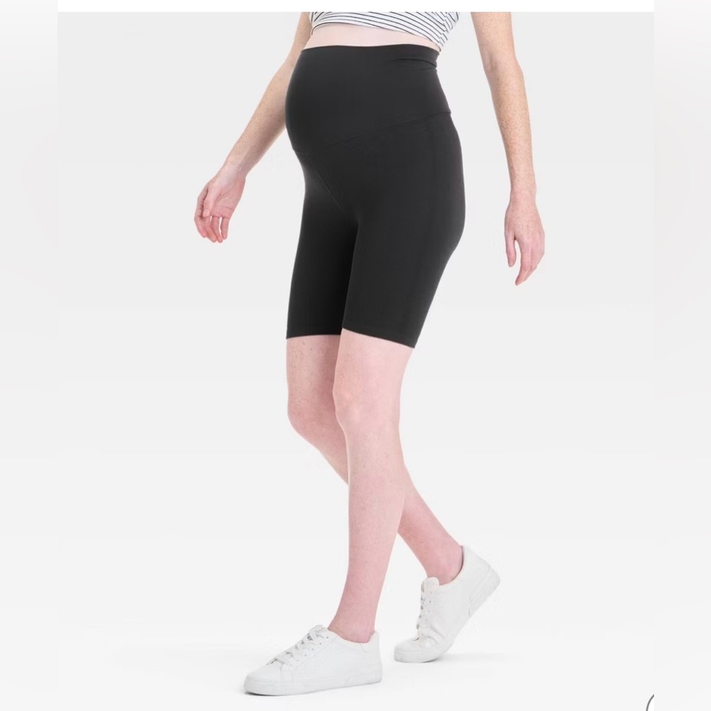 NWT Over Belly High-Rise Seamless Ribbed Maternity Bike Shorts Sz XL